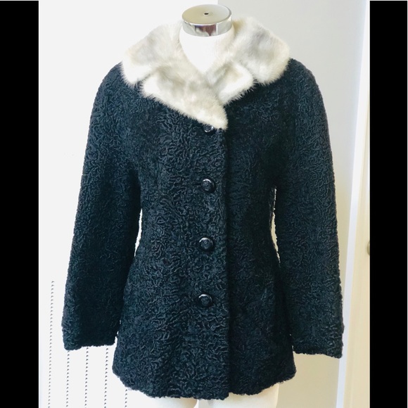 VTG Persian Lamb Fur Jacket with Mink Collar/Lapel